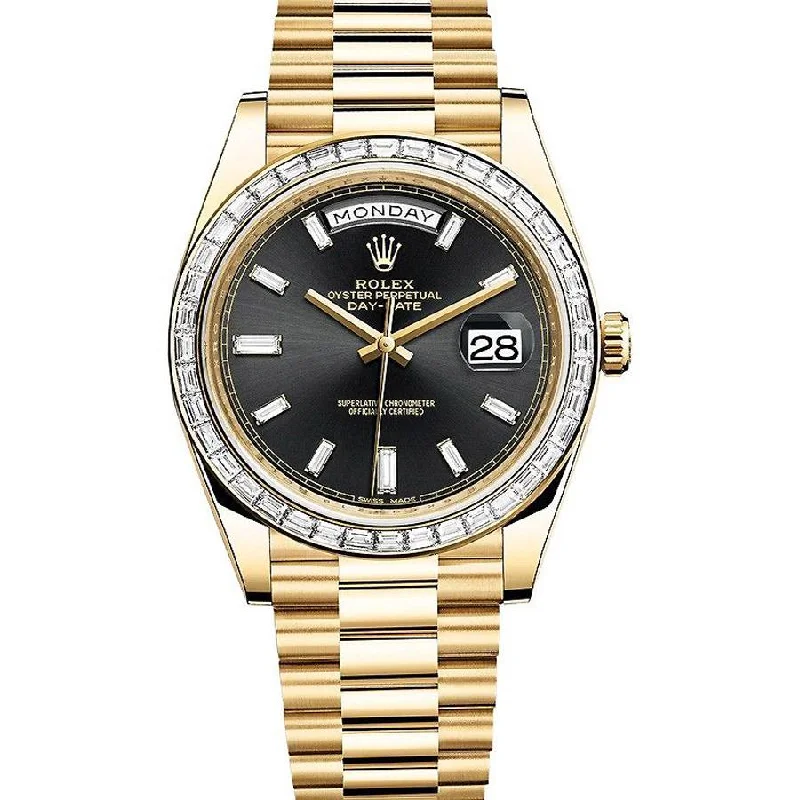 Rolex Day-Date 40 Presidential 228398TBR Black Baguette Dial