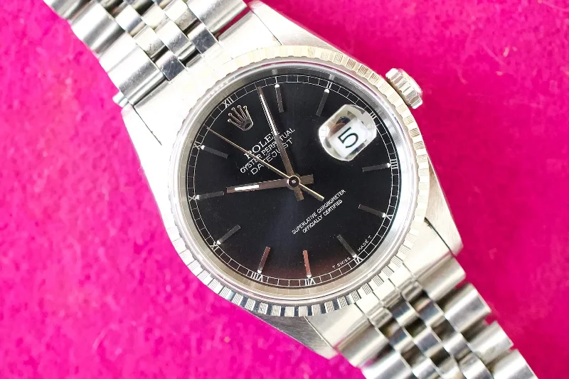 SOLD OUT: 1997 Rolex Datejust Steel 36mm Jubilee 16220 U series Black Dial Box