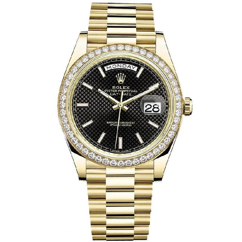 Rolex Day-Date 40 Presidential 228348RBR Diamond Bezel Black Dial